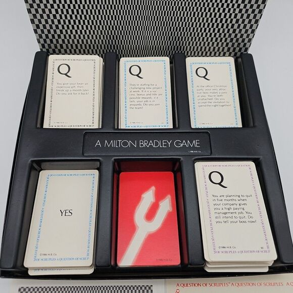 VTG A Question Of Scruples Card Game 4619 1986 Milton Bradley - Missing 1 Card - Picture 2 of 13